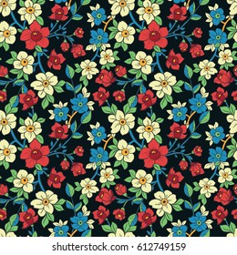 Vector seamless pattern. Floral background of colorful flowers