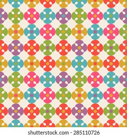 Vector seamless pattern with floral geometric ornament. Color decorative mosaic illustration for print, web