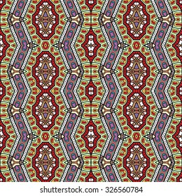 Vector seamless pattern, floral geometric ornament, tribal ethnic arabic indian motif. Hand drawn abstract sketchy background. Repeating fabric texture