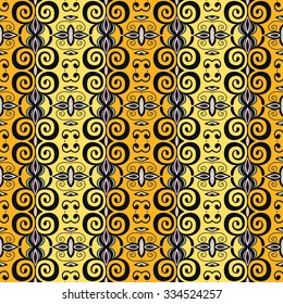 Vector seamless pattern, floral geometric ornament, tribal ethnic arabic indian motif. Hand drawn abstract sketchy background. Repeating fabric texture