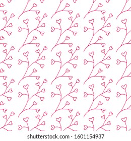 Vector seamless pattern with floral hearts ornament. Colorful image on white background.Design for greeting cards, scrapbooking, wallpaper, textile, wrapping paper, invitations.Valentines day motif
