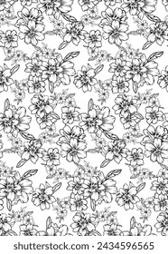 vector seamless pattern floral lines repeat design