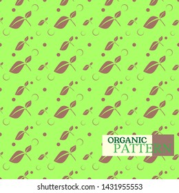 Vector seamless pattern with floral organic elements for background with silhouettes of leaves. For organic and healthy food packaging, natural cosmetics, vegan and bio products.