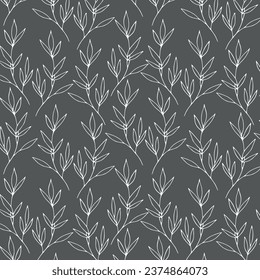 Vector seamless pattern. Floral ornament on a gray background.