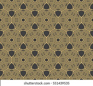 vector seamless pattern with floral ornament. gold color. For invitation, wallpaper, textile industry