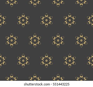 vector seamless pattern with floral ornament. gold color. For invitation, wallpaper, textile industry