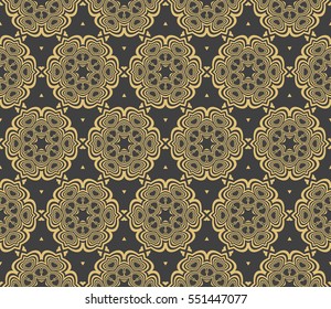 vector seamless pattern with floral ornament. gold color. For invitation, wallpaper, textile industry