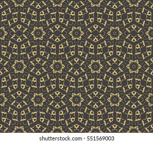 vector seamless pattern with floral ornament. gold color. For invitation, wallpaper, textile industry