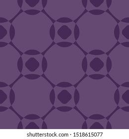 Vector seamless pattern. Floral ornamental background, repeat geometric tiles, curved lines, circles, grid. Abstract ornament texture in purple color. Elegant design for decor, fabric, cover, textile