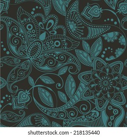 Vector seamless pattern. Floral ornamental background