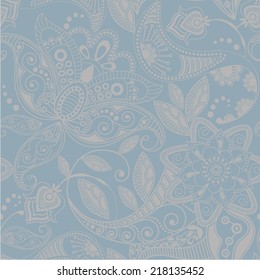 Vector seamless pattern. Floral ornamental background