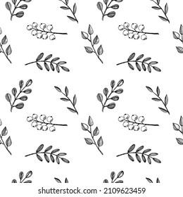 Vector seamless pattern with floral ornaments on a transparent background.
