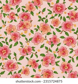 vector seamless pattern floral pink vintage background