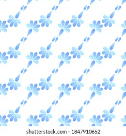 Vector seamless pattern with floral, repeating element. Pattern with a blue flower on a white background. Use in textiles, clothing, wallpaper, design, baby backgrounds, wrapping paper.