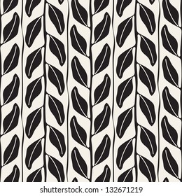 Vector seamless pattern. Floral stylish background. Graphic texture with leaves