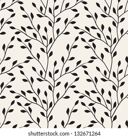 Vector seamless pattern. Floral stylish background. Silhouette of vertical branches