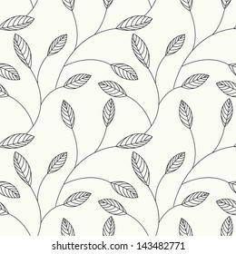 Vector seamless pattern. Floral stylish background with graphic leaves