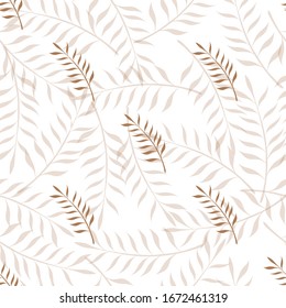 Vector seamless pattern. Floral stylish background with graphic leaves
