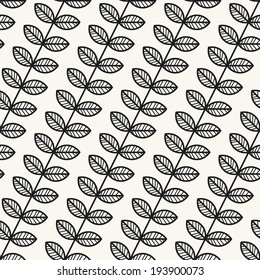 Vector seamless pattern. Floral stylish background. Graphic repeating texture with diagonal branches