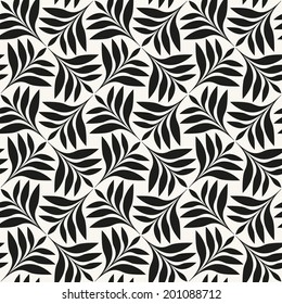 Vector seamless pattern. Floral stylish background. Regular stylized monochrome branches