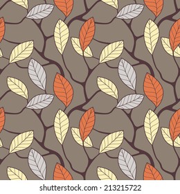 Vector seamless pattern. Floral stylish background. Graphic repeating texture with branches