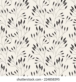 Vector seamless pattern. Floral stylish background. Delicate silhouette of branches