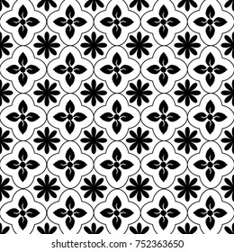Vector seamless pattern. Floral stylish background with graphic leaves