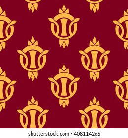Vector seamless pattern. Floral, vegetal red, stylish background.