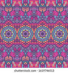 Vector seamless pattern flower colorful ethnic tribal geometric psychedelic mexican print