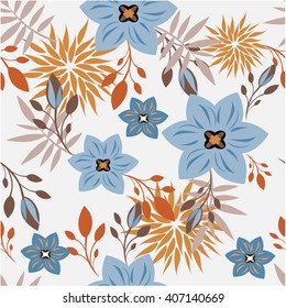 Vector seamless pattern flower and floral texture 