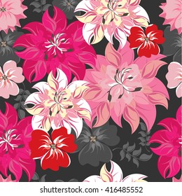 Vector seamless pattern flower and floral illustration texture