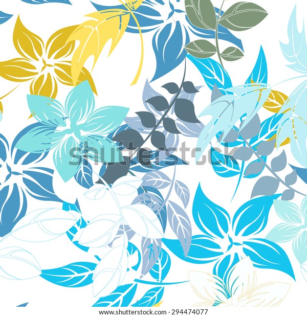 Vector Seamless Pattern Flower Floral Texture Stock Vector (Royalty ...