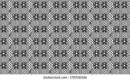 Vector seamless pattern with flower. Jacquard Mesh Lace Fabric.