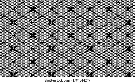 Vector seamless pattern with flower. Jacquard Mesh Lace Fabric.