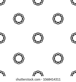 Vector seamless pattern flower line black on isolated white background