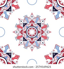 vector seamless pattern. flower mandala on a white background for any print fabric