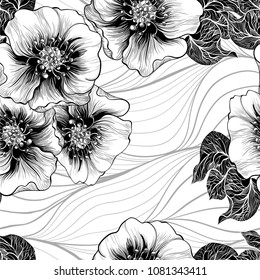 Vector seamless pattern. A flower on a white background. Use printed materials, signs, items, websites, maps, posters, postcards, packaging.