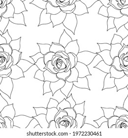 Vector seamless pattern with flower on the white background. Flower seamless background. Vector flower seamless.