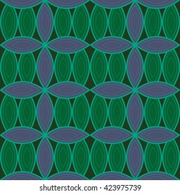 Vector seamless pattern of flower petals. Vintage. Seamless creative hand-drawn pattern of stylized flowers in pale jade and dark green colors. Seamless Wallpaper For Fabric Or Wrapping Paper Design.