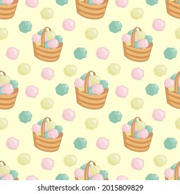 Vector seamless pattern with 
flower pottle and cute flowers.