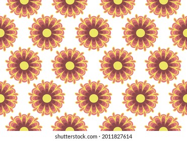 Vector seamless pattern, flower shape or fireworks shape with pink and yellow color.