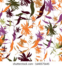 Vector seamless pattern with flower shapes. Simple modern floral background.
