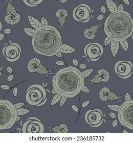 Vector seamless pattern with flower-4