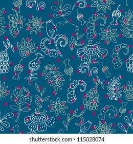 Vector seamless pattern with flowers