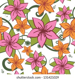 vector seamless pattern with flowers