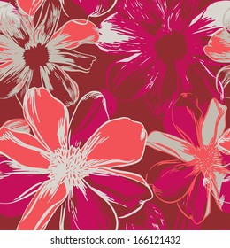 Vector seamless pattern with flowers