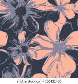 Vector seamless pattern with flowers