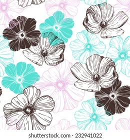 Vector seamless pattern with flowers