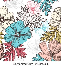 Vector seamless pattern with flowers