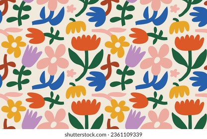 Vector seamless pattern with flowers